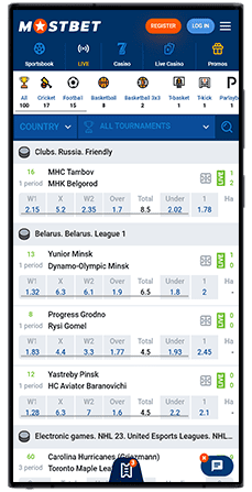 mostbet app hockey